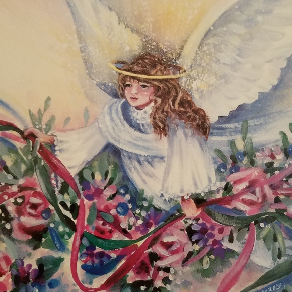 Vintage Home Interiors/Homco Angel on Heart Wreath - Picture 2 of 7